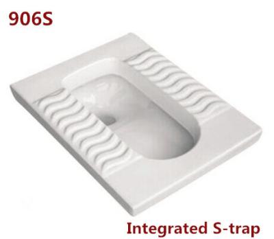China Sanitary Ware Integrated S-trap Porcelain Squat pan Bathroom Ceramic Squatting Pan W.C. for sale