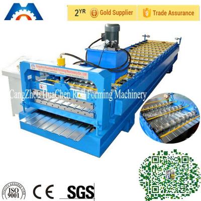 China 5.5 Kw Metal Wall Panel Roll Forming Machine C r 12 Cutting Blade with Hydraulic Cutting for sale