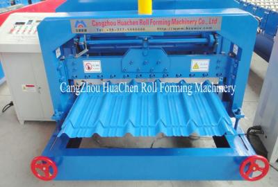 China 380V 50Hz Steel Tile Roll Forming Machine with PLC Compture Control System / Cr12mov Blade for sale