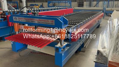 China PLC Controlled Corrugated Roll Forming Machine H Beam Base With Omron Encoder Hydraulic Cut for sale