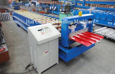 China 4 Kw Trapezoidal Roof Panel Roll Forming Machine With Hydraulic Cutter for sale