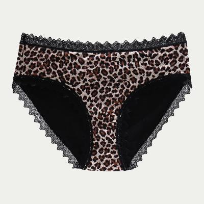 China La ropa interior lavable de la prueba del escape del leopardo hizo punto los altos pantalones del período de la absorbencia en venta