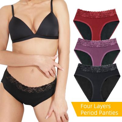 China Solid Bikini Leak Proof Period Underwear Absorptivity 4 Layers Women'S Panties for sale