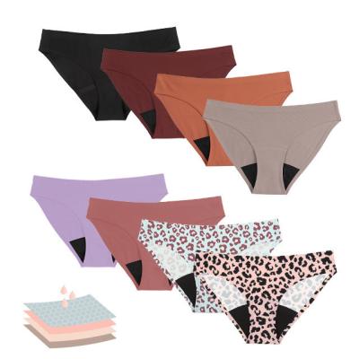 China S-XL Leakproof Period Panties Underwear Seamless Leopard Knitted Ice Silk for sale