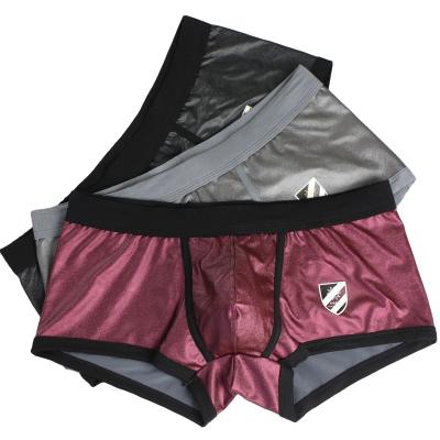 China Leather Mens Boxer Briefs Underwear Breathable Sexy Gay Shorts for sale