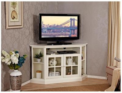 China Corner Wooden Television Stands With Hexagonal Table Top / Open Shelf for sale