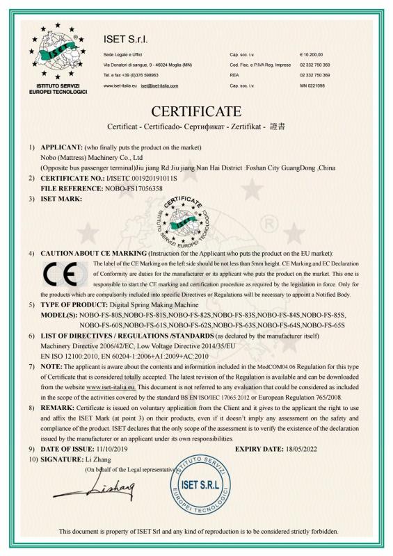 CE - Foshan Nobo Machinery Co., Ltd.