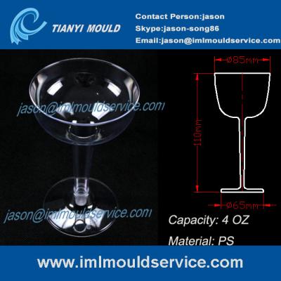 China PS 4oz disposable plastic goblets party glasses and cup mold/PS plastic goblet cups mould for sale