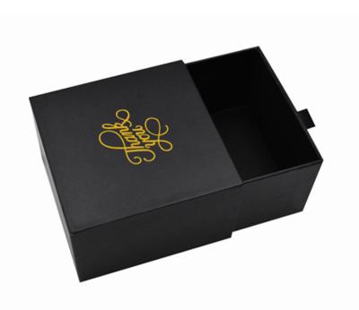 China Matt Laminated Gold Foil Stamping Rigid Cardboard Paper Drawer Box For Jewelries for sale