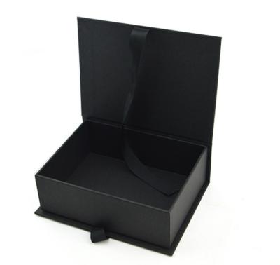 China Decorative Book Shape Rigid Cardboard Magnetic Closure Box With Ribbons for sale