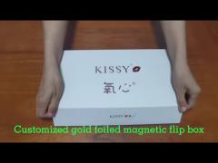 Customized Rigid Magnetic Flip Box With Gold Foil Stamping