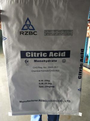 China FSSC22000 Citric Acid Monohydrate Powder C6H10O8 White Crystalline for sale