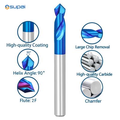 China Center Drill Bit For Metal 90 Degree CNC Machine Router Bit Nano Blue Coated for sale