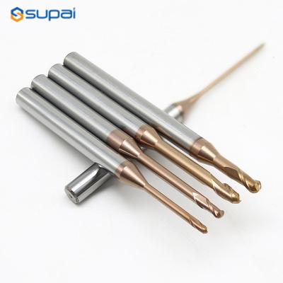 China Micro Grain Solid Carbide End Mill Long Neck 0.5mm 2 Flute 50 mm Router Bit for sale