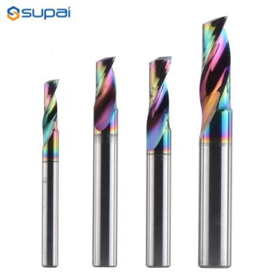 China 3.175 4 6 8mm CNC Single Flute Solid Tungsten Carbide Alloy End Mill, DLC Coating Milling Cutter for Aluminium for sale