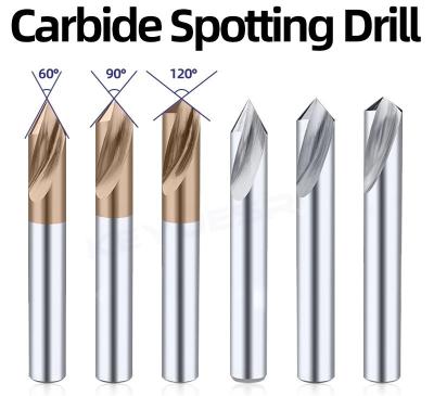 China TiN Coating CNC Spot Drill Bits Diameter 4 6 8 10mm For Stainless Steel Aluminum Drilling for sale