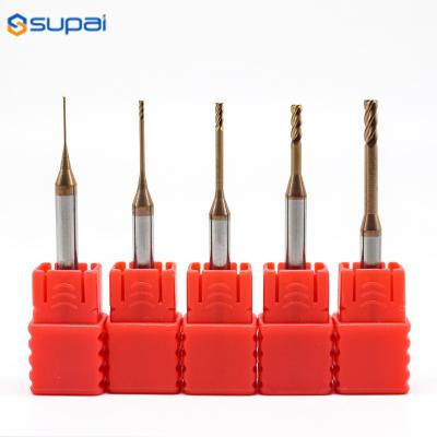 China Long Neck Square End Mills 4 Flute HRC55 Diameter 10mm Mill Cutter Chamfer Short Flute Copper Coating for sale