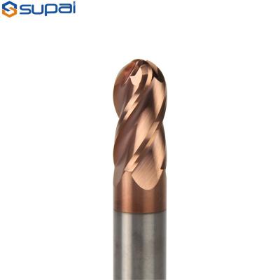 China High Precision  Tungsten Carbide Ball Nose End Mill 4 Flute HRC55 Milling Tools for sale
