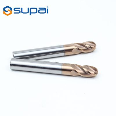 China 4 Flutes Ball Nose End Mills 100% Tungsten Carbide Tool Grinder For CNC Milling Factory for sale