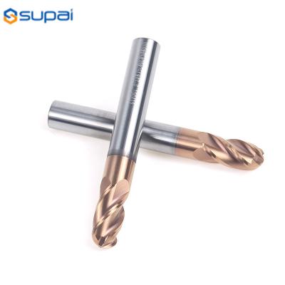 China 4 Flute Carbide Ball Nose End Mill Tisin Coating For Stainless Steel for sale