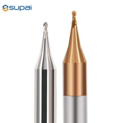 China Fine Grain Tungsten Steel Solid Carbide 2Flutes Micro Diameter Ball Nose End Mills for sale