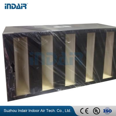 China Mini filtro de aire del banco del diseño V del plisado, tipo firme medio de la estructura V de la fibra de vidrio del filtro en venta