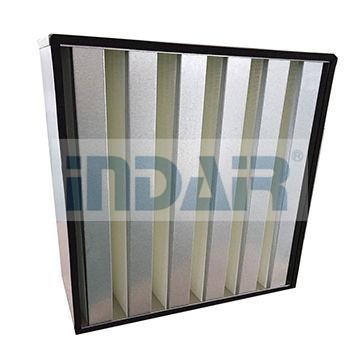 China Large Air Flow V Bank HEPA Filter H13 Galvanized Steel Frame For Clean Room for sale