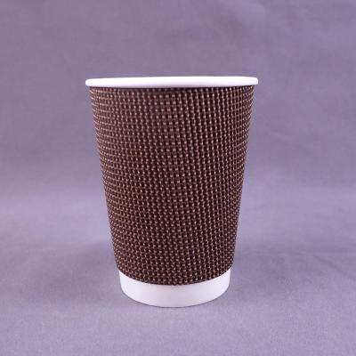 China Double Corrugated 12 Oz Paper Coffee Cup Flexo Printing Ripple Wall for sale