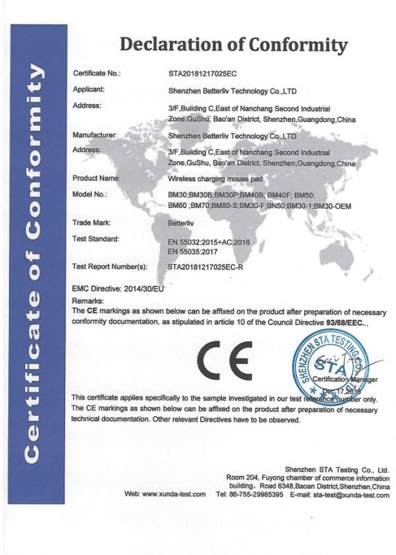 CE - Shenzhen Betterliv Technology Co., Ltd.