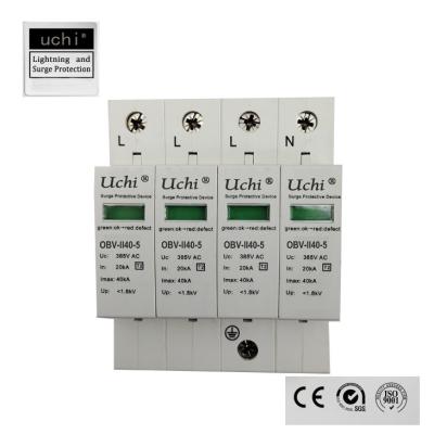 China 4 Pole AC 40kA Voltage Limiting SPD Surge Protector for sale