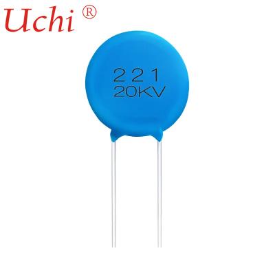 China High Voltage Disc Ceramic Capacitors , Disc Shape 221K Capacitor for sale