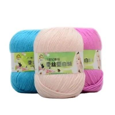 China wholesale high quality 50g/roll 6ply super soft silk cotton baby yarn for knitt for sale