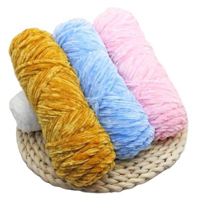 China Factory Price Dyed Colorful Crochet Soft Polyester Yarn And super bulky velvet Chenille Yarn for sale