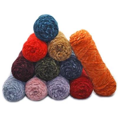 China Weaving baby Blanket multi colors 100g/roll knitting and crochet polyester chenille velvet yarn for sale
