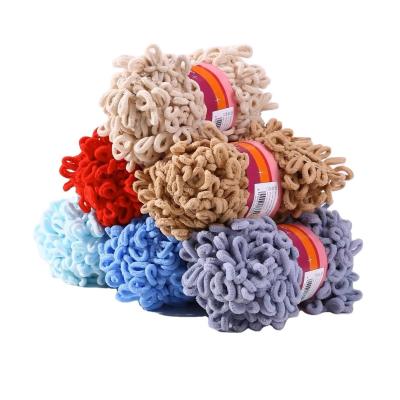 China Wholesale Hand Knitting fancy chunky polyester chenille soft  finger puffy hand knitting loop yarn sewing for sale