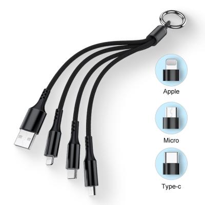 China Fabric Braided 14cm  2.4A 3 In 1 Fast Charging USB Cable for sale
