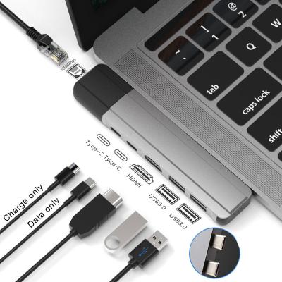 China HDMI Gigabit Ethernet RJ45 1000M PD Charge USB C Hub for sale