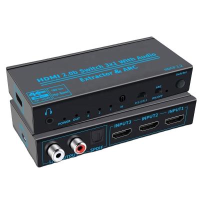 China HDMI 2.0b Switch 3 In 1 4K 60HZ 600MHz Coaxial Toslink Switcher Box for sale