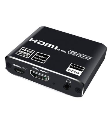 China 1x2 Video Audio HDCP 2.2 HDR RGB 3.5mm Jack Audio HDMI In Splitter for sale