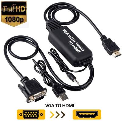 China 1.2M 4ft 3.5mm Plug 1080P 1080i VGA To HDMI Adapter for sale