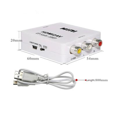 China TV DVD VCR 640x480 60Hz HDMI To RCA Adapter Low Power ROHS RCA Cable 40g for sale