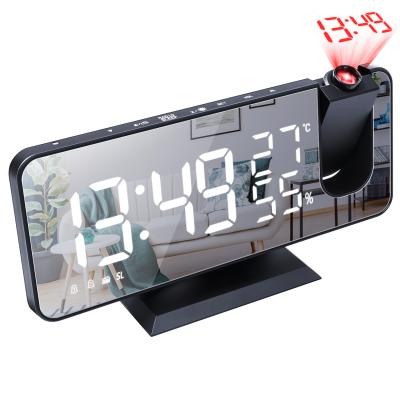 中国 電子無線のLED表示温度の湿気の正方形の投射の目覚し時計 販売のため