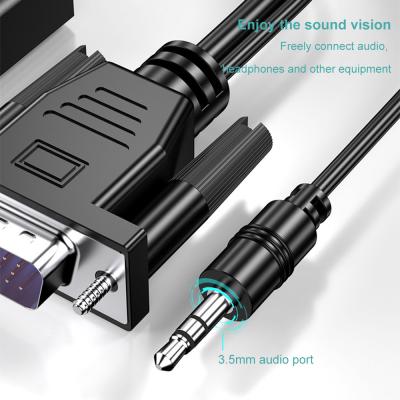 China 3.5mm Plug 1080P 1080i HDMI To VGA Adapter 1.2M 4ft HDVD AMP for sale