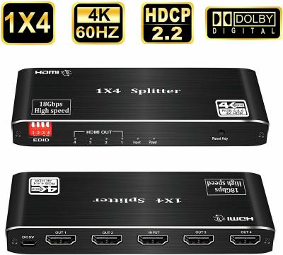 China 1 In 4 Out HDMI In Splitter 2.0 HDCP 2.2 60HZ HD TV Crossover 1x4 Ports Box Full Ultra 4K HDR 3D for sale