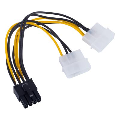 China 12V Video Card Power Cord Y Shape 8 Pin PCI Express To Dual 4 Pin Molex Graphics Card Power Cable for sale