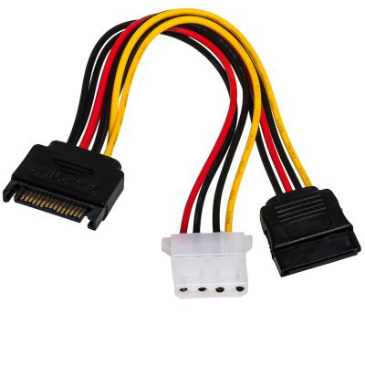 China 18AWG Power Cable Cord 15 Pin SATA Male To 4 Pin IDE Molex female For Motherboard And Hard Disk for sale