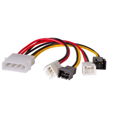 China 20AWG Internal Power Cables Molex 4 Pin To 3 Pin TX3 Case Cooling Fan Power Adapter Converter Cable 2x5V / 2x12V for sale