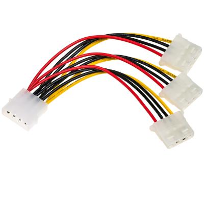 China Computer Power Supply Y Splitter Adapter Cable Molex 4 Pin Male To 3*4 Pin Female Custom Length for sale