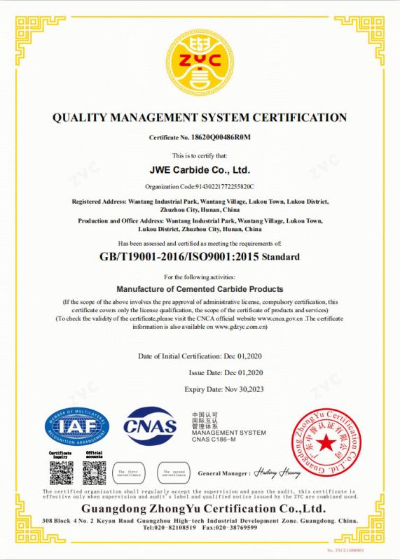 International Standard - JWE CARBIDE CO., LTD.
