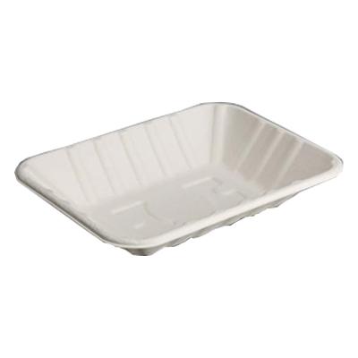 China Natural Color Rectangular Compostable Sugarcane Bagasse Sustainable Sushi Trays Plates for sale